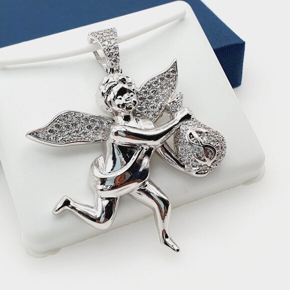 "925 Sterling Silver Plated CZ Pendant, INUS1BR295 - Picture 1 of 9